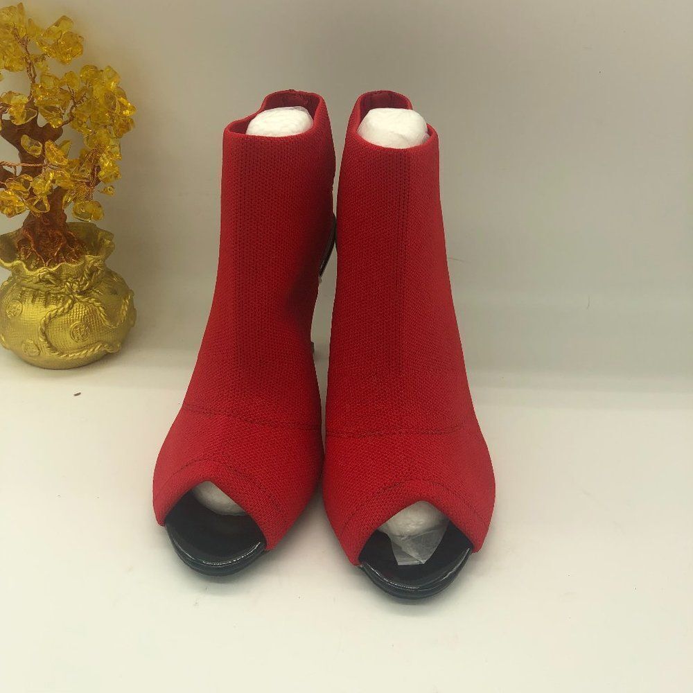 Red Women Peep Toe High Heel Ankle Boots Cut Out Stiletto Booties Shoes